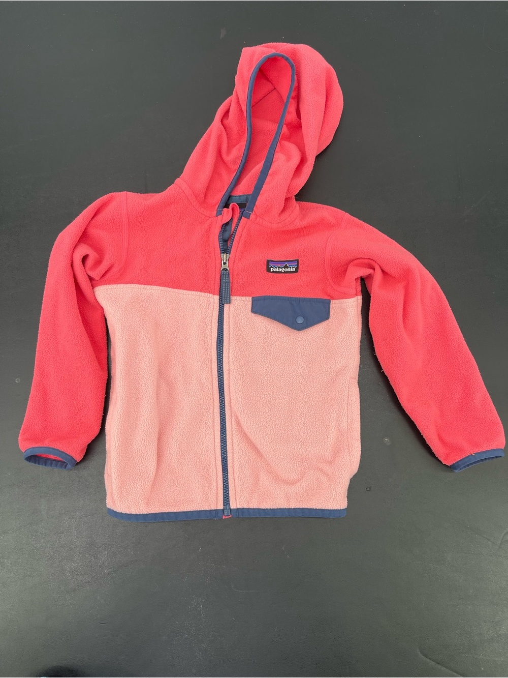 Patagonia Kids Two-Tone Pink & Coral Hooded Fleece Jacket